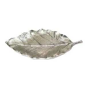 Silver Maple Leaf Stainless Steel Polished Textured Shaped Dish Key Jewelry Storage <b>Plate</b> Table Top Organizer Eco-Friendly - Product Image 3