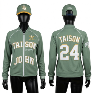 Women Baseball Training Jacket 280 GSM Polyester Fleece Red <b>White</b> Shoulder Panel Embroidery Print Custom Logo <b>Zip</b> <b>Up</b> - Product Image 4