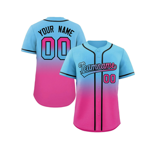 Camiseta de Béisbol Personalizada con Degradado Verde Azulado, con Botones y Ribetes, Uniforme de Equipo, Nombre y Número Personalizados, Estilo Profesional, Venta al Por Mayor - Product Image 2