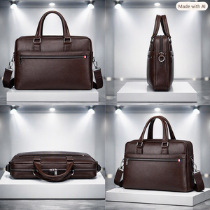 Porte-documents d'affaires portable unisexe en cuir véritable Wriza, durable, avec fermeture à rabat, luxueux, souple, pour le bureau, les voyages et l'usage quotidien - Product Image 5