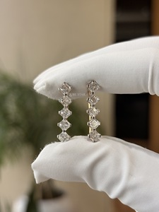 Graduated Asscher Cut Lab Grown Diamond Ear <b>Climber</b> <b>Earrings</b> 2.80 Ct Gold Curved Minimalist Prong Set Fine Jewelry for Women - Product Image 4
