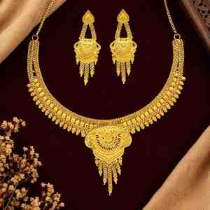 Wholesale Brass 14K 18K 24K Dye Gold Forming Short Necklaces, Traditional Design Jewelry Set, Indo-Western Fashion Jewelry Set. - Product Image 2