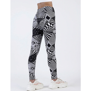 Womens Seamless <b>Leggings</b> Wholesale Custom Logo High Waist <b>Pocket</b> Abstract Print Activewear OEM Bulk Apparel Manufacturer - Product Image 3
