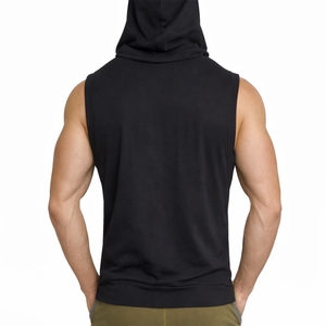 Débardeur à capuche sans manches pour homme, dernière conception, coupe athlétique, fermeture éclair intégrale sur le devant, vêtement de sport, fabriqué par un fabricant de débardeurs pour homme - Product Image 2