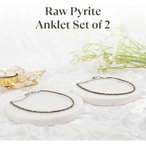Tobillera de pirita, tobillera con cuentas de pirita, joyería de pirita natural, tobillera minimalista, joyería para atraer la riqueza, joyería de pirita premium - Product Image 3