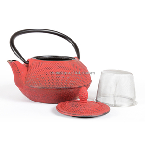 Kyusu 30 Oz Cast Iron <b>Tea</b> <b>Pot</b> <b>Set</b> in Red Color - Product Image 3