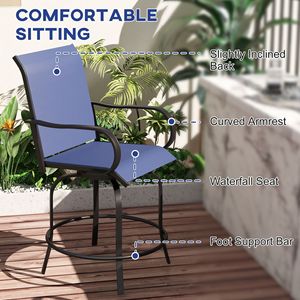 Set di 2 Sgabelli da Bar Blu Navy per Esterni, Girevoli a 360°, per Feste in Terrazza e Altezza Bar - Product Image 5
