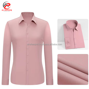 Chemise habillée pour femme de qualité supérieure, coupe classique, col rabattu, tissée, épaules tombantes, style vintage, formelle et décontractée, manches longues - Product Image 2