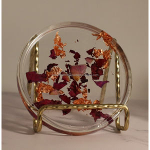 Sous-verres en résine époxy écologiques durables faits à la main Élégants sous-verres scintillants pour boissons Décoration de table moderne et élégante Artistique - Product Image 6