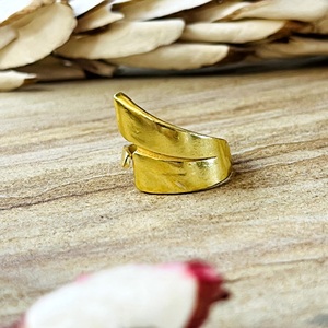 Top Choice High Demand Minimalist Abstract Band Ring Boho Brass Ring For Men 18k Gold Plated Smooth <b>Wrap</b> Wide Ring For Wholesale - Product Image 5