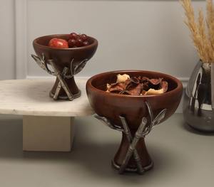 Bol à fruits artisanal tendance en bois massif – Bol de service de luxe pour l'exportation - Product Image 5