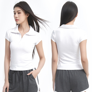 <b>Ladies</b> Side Slit Polo <b>Shirt</b> Relaxed Comfortable Casual Collar Top Breathable Lightweight Clothing for Summer Daily Wear - Product Image 5