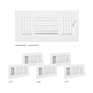 Set di 6 Griglie di Ventilazione in Ferro Antiruggine 4x10 Pollici, Bocchette per Pavimento HVAC a 3 Direzioni, Prese d'Aria a Parete e Soffitto per Casa/Ufficio - Product Image 1