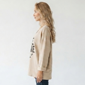 Nouvel Arrivage 2026 T-shirt Femme Oversize à Manches Longues, Col en V, 100% Coton, Coupe Ample, Imprimé Personnalisé - Product Image 4