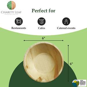 Ciotola usa e getta rotonda da 6 pollici in foglia di palma naturale - Product Image 6
