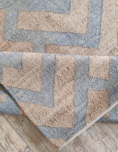 Tapis en jute rectangulaire à motif géométrique, tissage plat moderne, poils ras, usage extérieur, dos antidérapant en caoutchouc, antibactérien, adapté aux animaux domestiques - Product Image 3