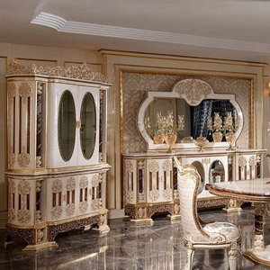 Collection Prestige The Mocoto Black Gold : Ensemble de salle à manger de luxe avec table et chaises en bois sculpté, buffet et vitrine. - Product Image 3