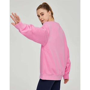 Sudadera con capucha de forro polar para mujer OEM, cuello redondo, peso pesado, ajuste holgado, suave, extragrande, 100% algodón, tendencia para chicas, logotipo personalizado - Product Image 1