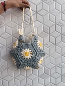 Crochet été plage sac fourre-tout bohème hexagonal mer herbe carré Floral Vintage Style nouveau concepteur femmes sac à bandoulière Snap - Product Image 4