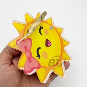 Gold Plated 90 Degree <b>Eyelash</b> <b>Tweezers</b> Sustainable Steel Custom Logo Lash Extension <b>Tweezers</b> with Sun Design Lash Acrylic Tile - Product Image 3