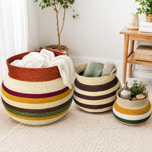Cesta de Almacenamiento de Fibra Natural de Pasto Marino con Tapa y Asas para Organización de Ropa, Contenedor de Estilo Nórdico Moderno, Ecológico para el Hogar - Product Image 6