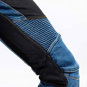 TITAN TREAD WEAR Jeans de mezclilla de moto para hombre, de cintura alta, con diseño empalmado, transpirables, ecológicos, lavados a la piedra, desgastados, con cierre de botón - Product Image 4
