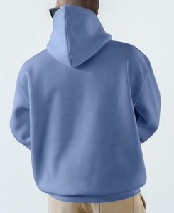 Men's Heavyweight Polyester/Cotton Oversized Hooded Varsity <b>Jacket</b> <b>Thick</b> <b>Fleece</b> French Terry Pocket Solid Custom Logo Print - Product Image 3
