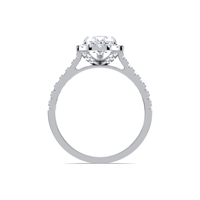 Anillo de Compromiso y Boda con Diamante Corte Pera Certificado por IGI, con Halo y Pavé en Plata de Ley 925