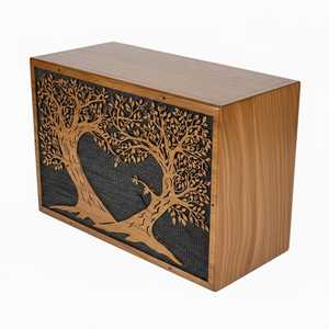 Boîte urne rectangulaire en bois de rose indien Tree Life, décoration murale pour la maison, 100% faite à la main, ouverture facile, panneau arrière coulissant, vis sécurisées - Product Image 4