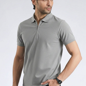 Men's Short Sleeve for Shirt Navy <b>Orange</b> Trim 100% Cotton Pique Casual Breathable Print Pocket Anti-Wrinkle Knitted Design - Product Image 6