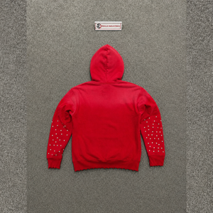 เสื้อฮู้ดสีแดงพิมพ์ลายกลิตเตอร์ประดับเพชรเทียม สไตล์ลำลอง ขนาดโอเวอร์ไซส์ ผ้าฟลีซคอตตอน สำหรับใส่ในชีวิตประจำวัน ฤดูใบไม้ร่วง - Product Image 6