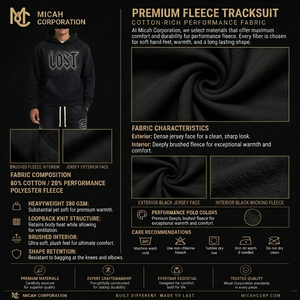Men Rhinestone Tracksuit Washed Black Heavyweight Cotton Pullover Hoodie and Sweatpants Set Streetwear Crewneck Trim - Product Image 6