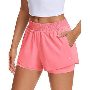 Women's High Waisted Quick Dry <b>Running</b> Shorts Athletic Workout Shorts with Mesh Liner and Zipper Pockets - Product Image 1