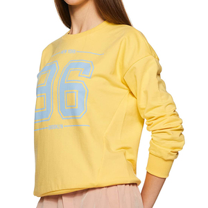 Sweat-shirt jaune à col rond pour femme avec imprimé 96 Brooklyn, haut décontracté à manches longues - Product Image 1