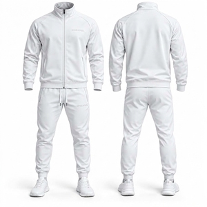 Conjunto Deportivo Blanco para Hombre, Chaqueta con Cierre y Cuello Alto, Pantalones Jogger, Ropa Deportiva ONEAPEX, Ropa Personalizada al por Mayor - Product Image 1