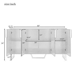 Mobile da Cucina Moderno Nero con 4 Ante, Maniglie e Gambe in Metallo, Ripiani Regolabili - Product Image 3