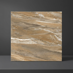 Vistaar Volcano Brown 600x600mm 10mm Thick Glossy Antibacterial Porcelain Tiles Rich Brown Stone Effect Digital Interior - Product Image 1