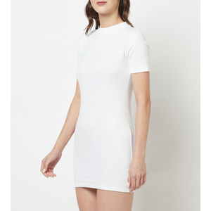 ผู้ผลิตชุดเดรสทรงเข้ารูปแขนสั้นผ้าริบเนื้อแน่นคุณภาพสูง ชุดเดรสทรงเข้ารูปยืดหยุ่นได้ จำหน่ายจำนวนมาก - Product Image 1