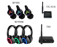 Casque de disco silencieux RF988 en gros, portée de 500 m, autonomie de 8 h, casque sans fil UHF RF à LED pour soirée dansante