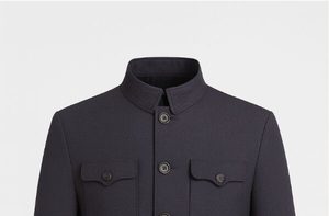 Uniforme de personnel d'hôtel bleu marine, veste de terrain à col mandarin - Product Image 1