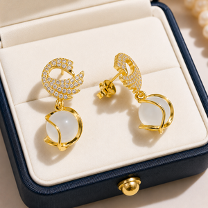 Pendientes de Lujo con Diseño de Espada Chapados en Oro con Perlas y Cristales, Joyería de Moda para Mujer, Regalo para Bodas y Fiestas - Product Image 5