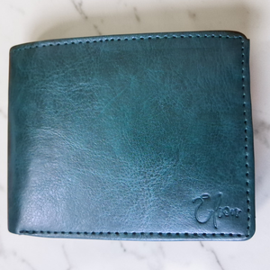 Elion Premium <b>Vegan</b> Leather Green Bi-Fold <b>Wallet</b> <b>Men</b> | Slim Stylish Minimalist Open Closure Letter Pattern 5 Inch Large Capacity - Product Image 6