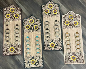 Organisateur de foulards en cuir tressé à la main de style occidental, très vendu, avec un design élégant, porte-anneaux multiples pour le rangement dans la garde-robe - Product Image 5