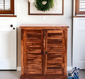 Armoire à chaussures en bois massif sur mesure |   Organisateur de chaussures compact pour entrée |   Fabricant de meubles de Jodhpur - Product Image 1