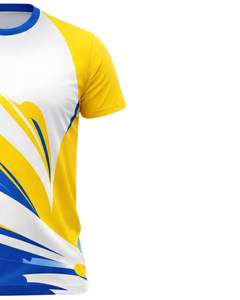 Camiseta Deportiva Personalizada para Hombre en Azul, Amarillo y Blanco, de Secado Rápido, Poliéster, Impresión Personalizada, Manga Corta, para Correr, Gimnasio y Entrenamiento - Product Image 4