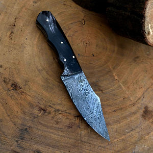 Couteau de chasse artisanal en acier Damas, lame pointue, avec manche noir, épaisseur 0,6 mm, qualité DIY, lames simples - Product Image 4