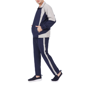 Conjunto Deportivo para Hombre en Color Gris Marino con Bloques de Color, Cuello Camisero, Cierre de Cremallera, Manga Larga, Ropa Deportiva Informal - Product Image 6
