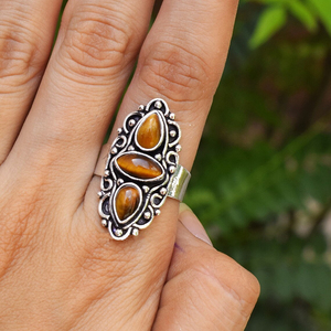 Natural <b>Tiger</b> <b>Eye</b> Stone <b>Ring</b> Handmade 925 Silver Gemstone Jewelry <b>Ring</b> For Her - Product Image 1