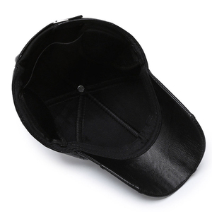 Wholesale Men Leather Baseball <b>Cap</b> <b>Winter</b> Hat <b>Caps</b> Gorras De Beisbol Original Invierno Lana Gorra De Cuero - Product Image 3