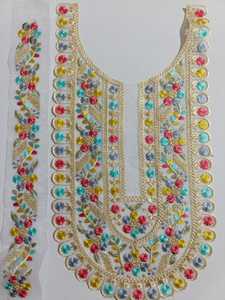 Elegante parche bordado decorativo multicolor para el cuello, ideal para kurti, salwar kameez y otras prendas étnicas. - Product Image 4